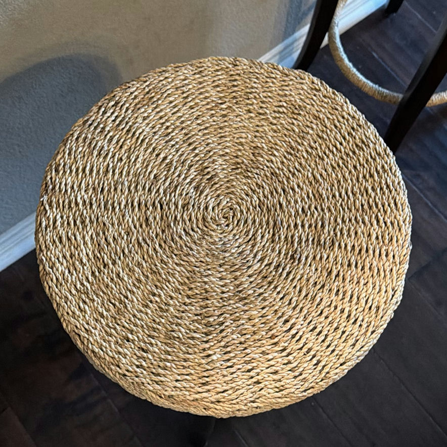 Two woven round-seat bar stools - image 2 of 5