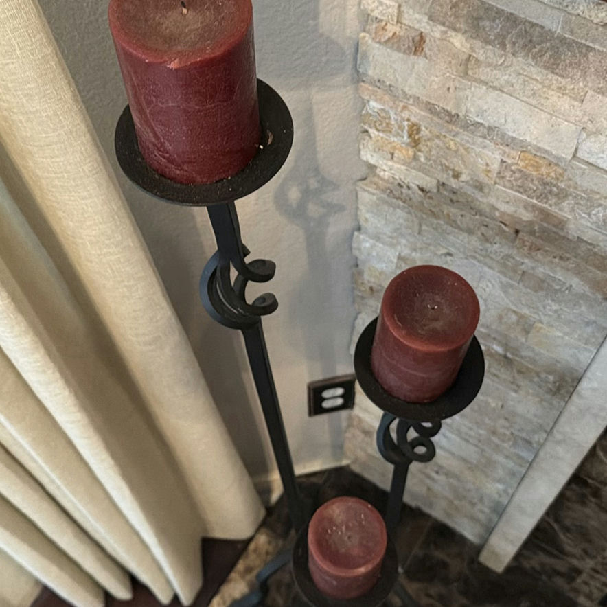 Three Black Metal Candle Holders with Red Pillar Candles - image 5 of 5