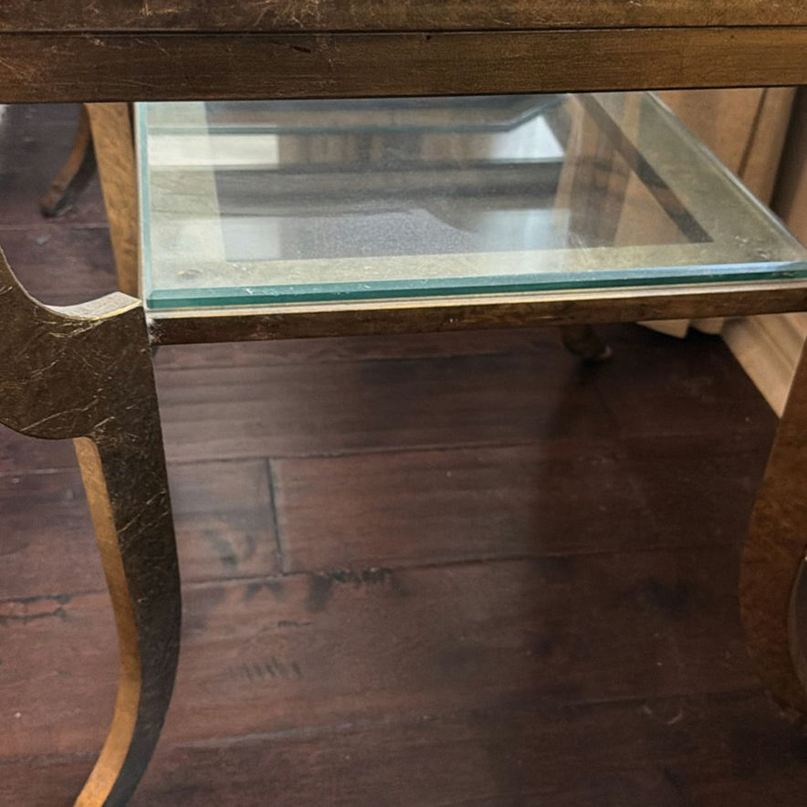 Pair of vintage brass-and-glass nesting tables - image 3 of 6