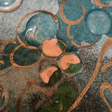 Blue enamel-on-copper decorative plate with gold scroll motif - thumbnail 5 of 6