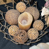 Decorative still life: antique trunk, candles, and dried floral arrangement - thumbnail 6 of 9