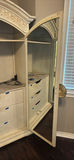 Ornate distressed white armoire with mirrored doors - thumbnail 5 of 8