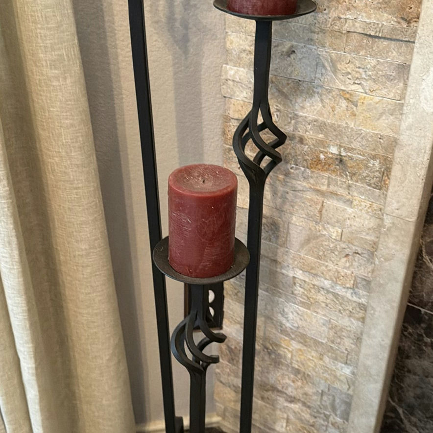 Three Black Metal Candle Holders with Red Pillar Candles - image 3 of 5