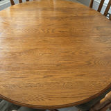 Round Oak Dining Table with Six Spindle Chairs - thumbnail 2 of 6
