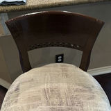 Pair of dark wood counter stools with upholstered seats - thumbnail 3 of 6