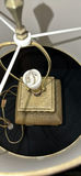 Pair of gold-toned textured table lamps with beige drum shades - thumbnail 6 of 6