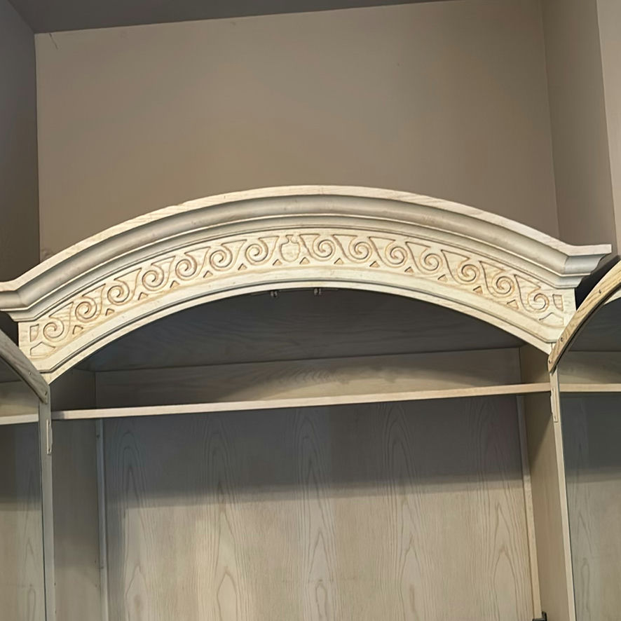 Ornate distressed white armoire with mirrored doors - image 8 of 8