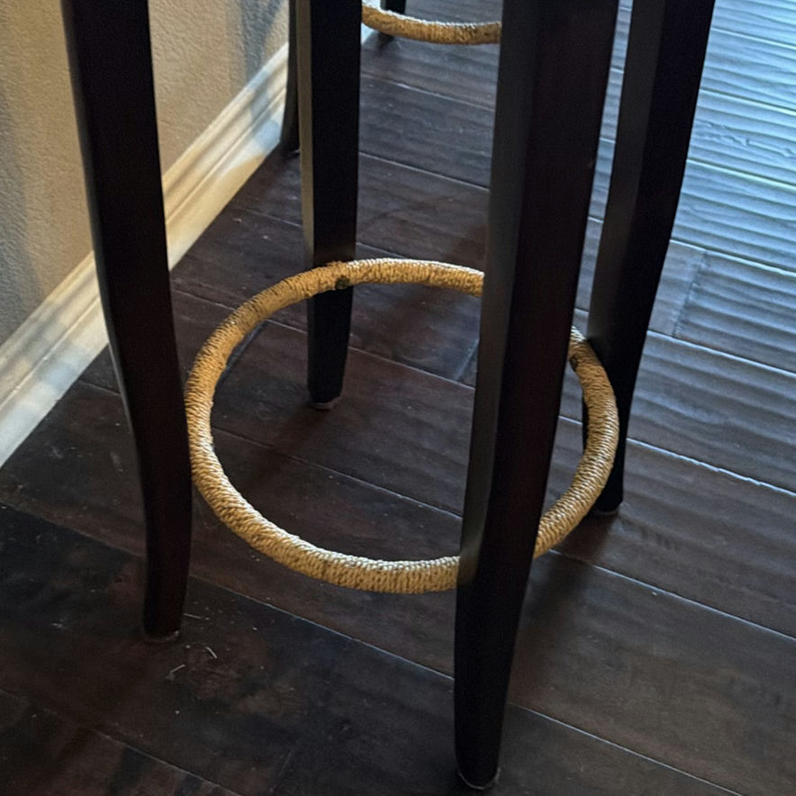 Two woven round-seat bar stools - image 3 of 5