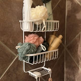Bathroom items including shower curtain, caddy, brushes, mat, tissue box cover, and decorative grape arrangement - thumbnail 3 of 7