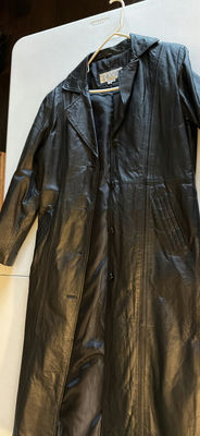 Long black leather coat - Image 1 of 5