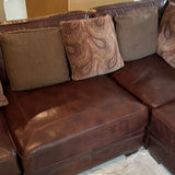 Brown leather Bernhardt sectional sofa with throw pillows - thumbnail 5 of 6