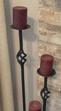 Three Black Metal Candle Holders with Red Pillar Candles - thumbnail 2 of 5