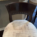 Pair of dark wood counter stools with upholstered seats - thumbnail 4 of 6