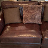 Brown leather Bernhardt sectional sofa with throw pillows - thumbnail 6 of 6