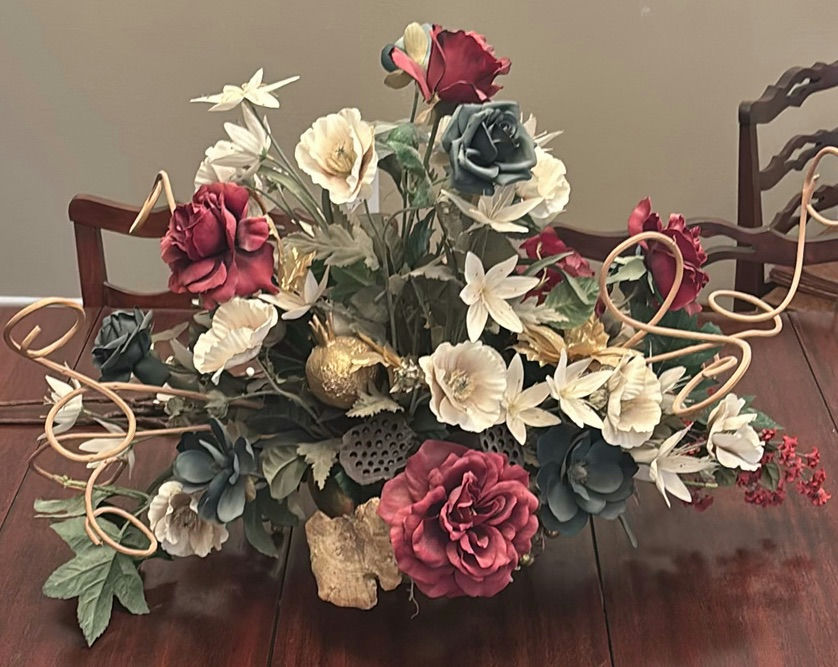 Artificial Floral Centerpiece, Decorative Branch Stems, and Metal Wine Rack - image 1 of 8