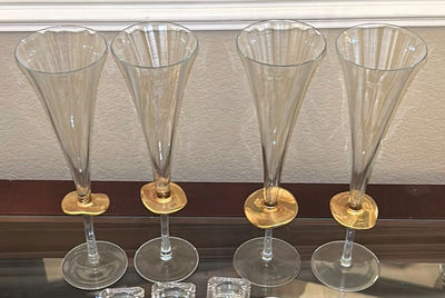 Four Champagne Flutes, Three Square Glass Dishes, and Texas-Themed Spoon - Image 1 of 5