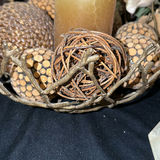 Decorative still life: antique trunk, candles, and dried floral arrangement - thumbnail 7 of 9