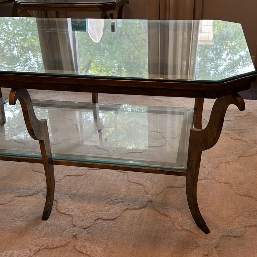 Vintage glass coffee table with metal frame - image 4 of 6