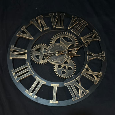 Industrial gear wall clock with Roman numerals - Image 1 of 5