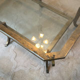 Vintage glass coffee table with metal frame - thumbnail 2 of 6