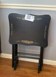 ARTEX Black Folding Tables with Gold Floral Design - thumbnail 1 of 4