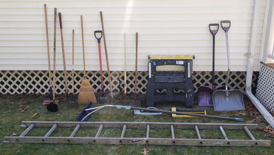 Assorted Yard Tools, Ladder, and Lawn Sprinklers - Image 1 of 8