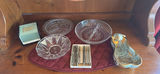 Assorted Glass Serving Dishes, Metal Picks, Ceramic Pitcher, and Card Set - thumbnail 1 of 6