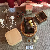 Assorted Home Decor Items Including Baskets, Candle Holders, and Crystal Marbles - thumbnail 1 of 8