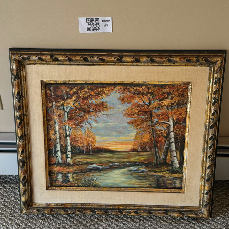 Two Framed Artworks Including Landscape Painting and Wildlife Print - image 2 of 3