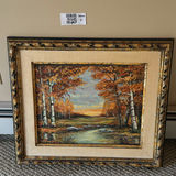 Two Framed Artworks Including Landscape Painting and Wildlife Print - thumbnail 2 of 3