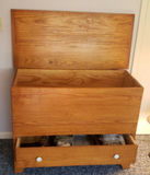 Wooden Storage Chest with Hinged Lid and Drawer, with decorative lamp. - thumbnail 3 of 3