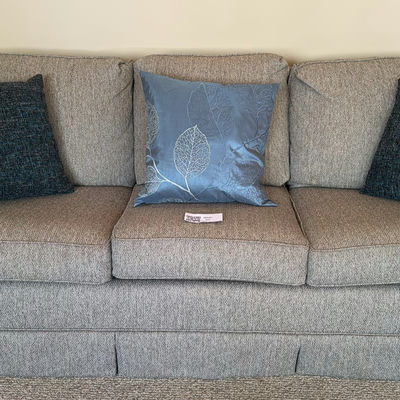 Gray/Brown Fabric Sofa with Cushions and Throw Pillows - Image 1 of 4