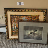 Two Framed Artworks Including Landscape Painting and Wildlife Print - thumbnail 1 of 3