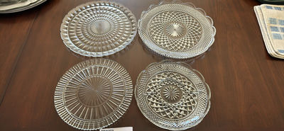Four Clear Pressed Glass Serving Plates - Image 1 of 4