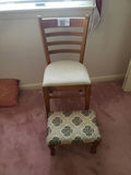 Wooden dining chair with matching upholstered footstool - thumbnail 1 of 2