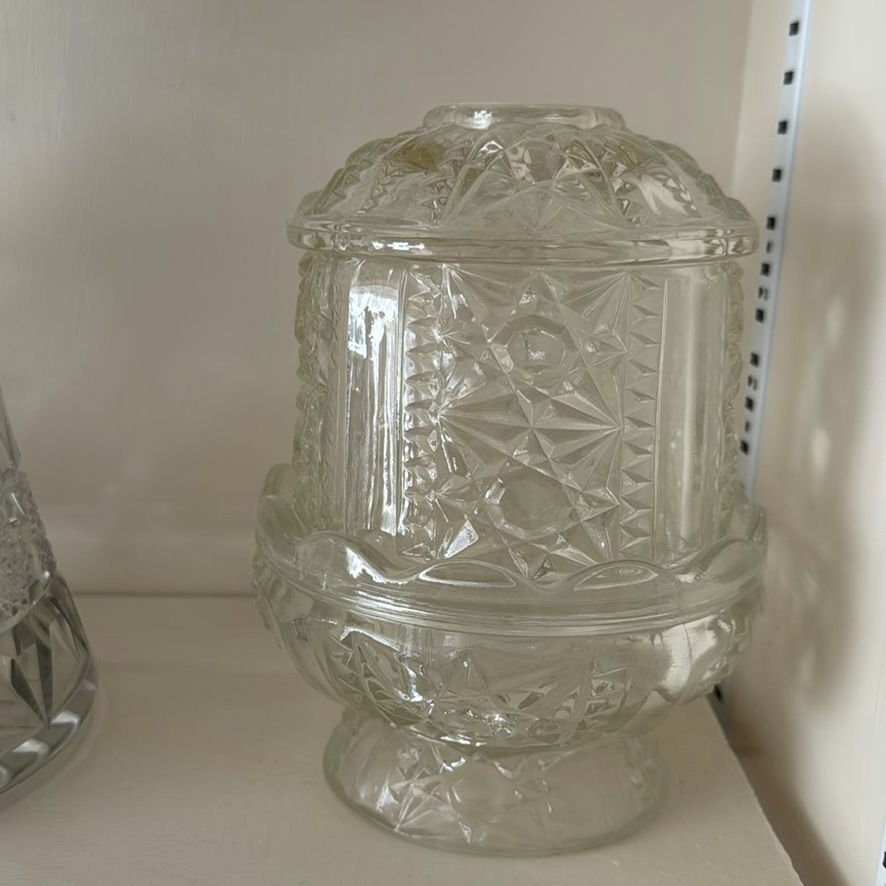 Lead Crystal Pitcher and Two Lidded Jars - image 4 of 5