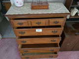 Tall wooden dresser with lamp and vintage jewelry box - thumbnail 2 of 4