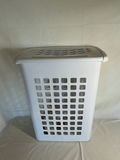 White plastic laundry hamper with lid and assorted craft materials - thumbnail 4 of 4