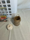 White plastic laundry hamper with lid and assorted craft materials - thumbnail 3 of 4