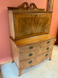 Antique wooden secretary desk with upper cabinet and interior pigeonholes - thumbnail 3 of 5