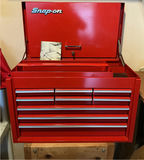 Snap-on red tool chest with drawers and assorted hand tools - thumbnail 1 of 10