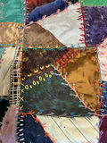 Antique silk patchwork quilt with embroidery. - thumbnail 9 of 14