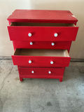 Red painted five-drawer dresser - thumbnail 3 of 4