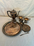 Silverplate tea service with tray and accessories - thumbnail 1 of 3