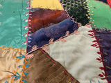 Antique silk patchwork quilt with embroidery. - thumbnail 7 of 14