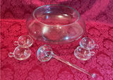 Glass punch bowl with cups and ladle - thumbnail 2 of 3