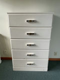 White wooden five-drawer dresser. - thumbnail 1 of 4