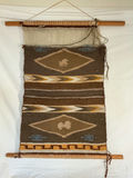Vintage Woven wall hanging & rosewood inlay plaque from India. - thumbnail 2 of 6