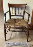 Antique 19th Century Wooden spindle-back chair with woven seat< AS IS - thumbnail 1 of 3