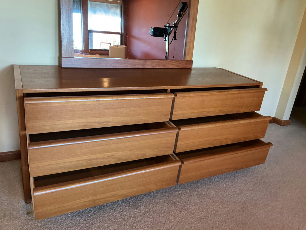 Danish MId-Century Modern Teak Dresser & Mirror - image 4 of 7